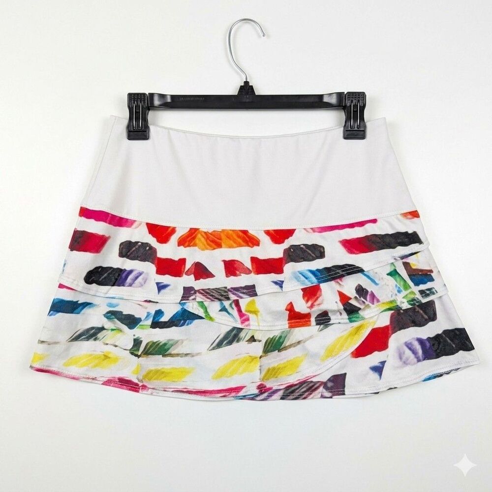 Lucky In Love Skort Abstract Print Tiered Ruffle Tennis Golf Pickleball Skirt